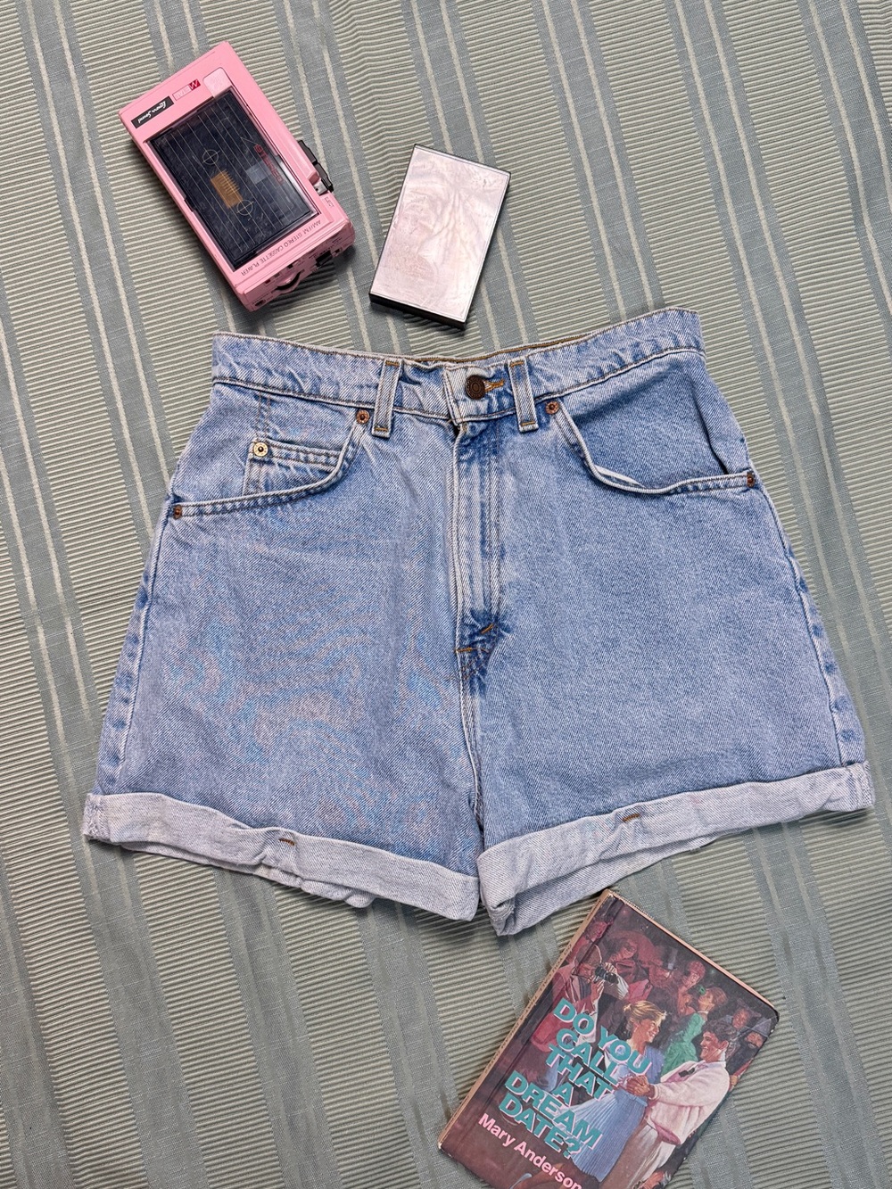 Levi's Light Blue Rolled Hem Denim Shorts